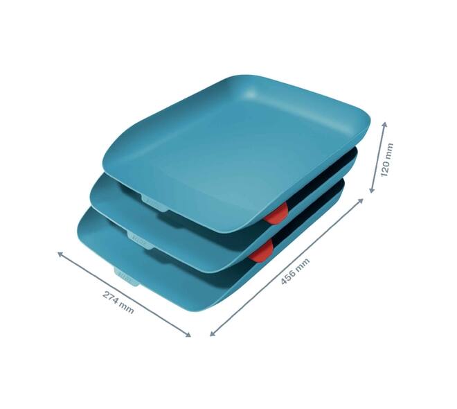 Brievenbak Leitz Cosy set van 3 A4 sereen blauw