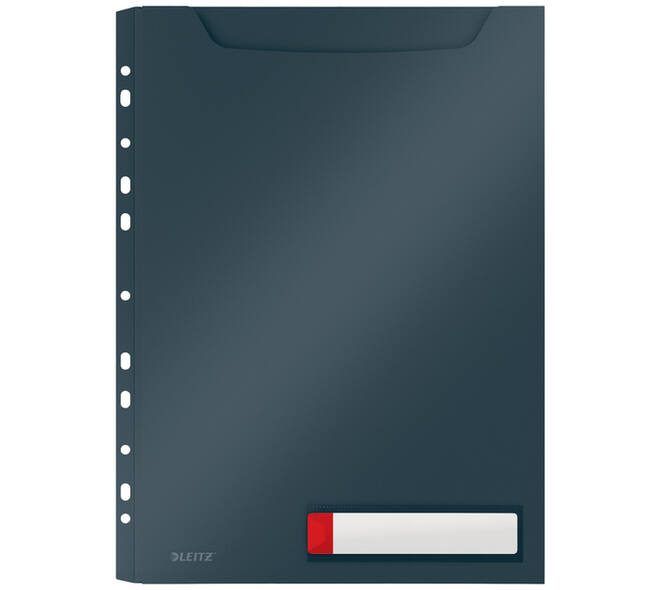 Insteekmap U-model Leitz Cosy harmonica A4 met perforatiestrip PP grijs