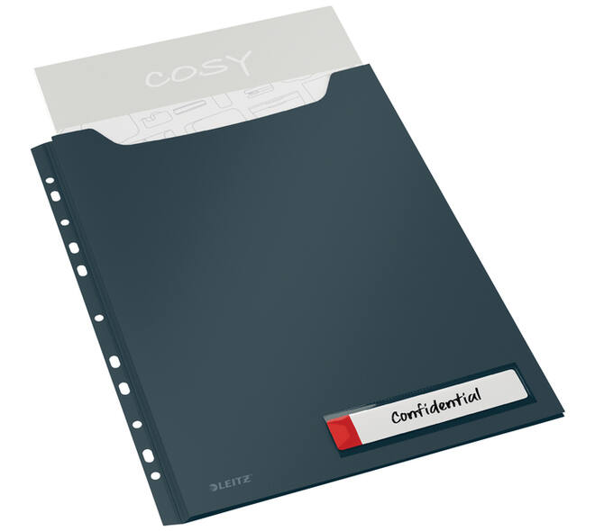 Insteekmap U-model Leitz Cosy harmonica A4 met perforatiestrip PP grijs