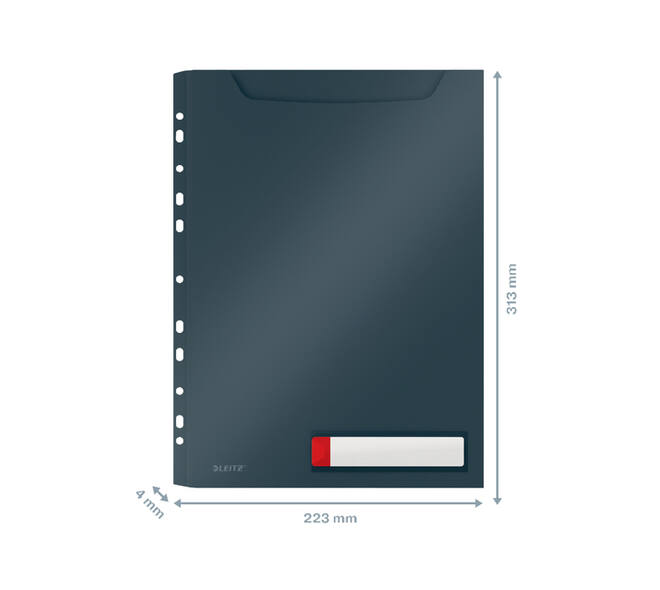 Insteekmap U-model Leitz Cosy harmonica A4 met perforatiestrip PP grijs