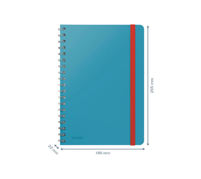 Notitieboek Leitz Cosy B5 160blz 100gr spiraal lijn blauw