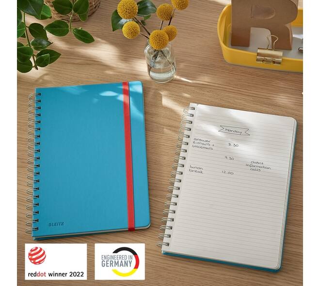 Notitieboek Leitz Cosy B5 160blz 100gr spiraal lijn blauw