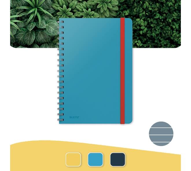 Notitieboek Leitz Cosy B5 160blz 100gr spiraal lijn blauw