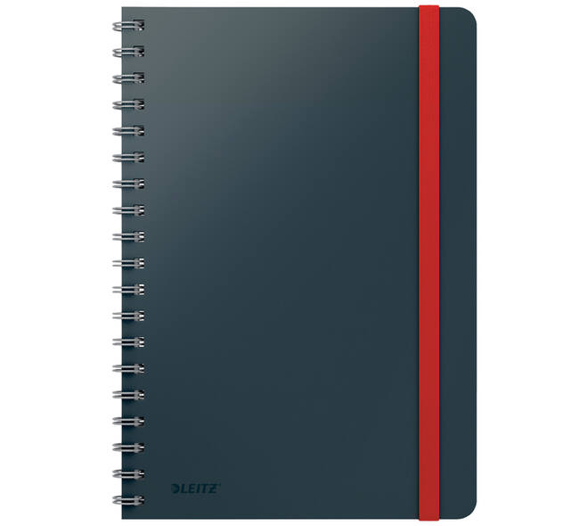 Notitieboek Leitz Cosy B5 160blz 100gr spiraal lijn grijs