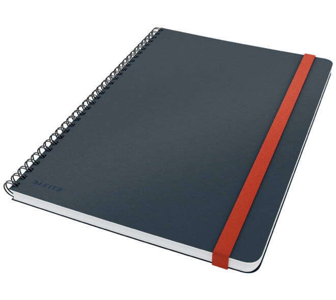 Notitieboek Leitz Cosy B5 160blz 100gr spiraal lijn grijs
