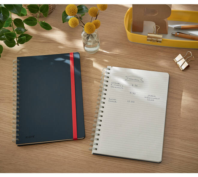 Notitieboek Leitz Cosy B5 160blz 100gr spiraal lijn grijs