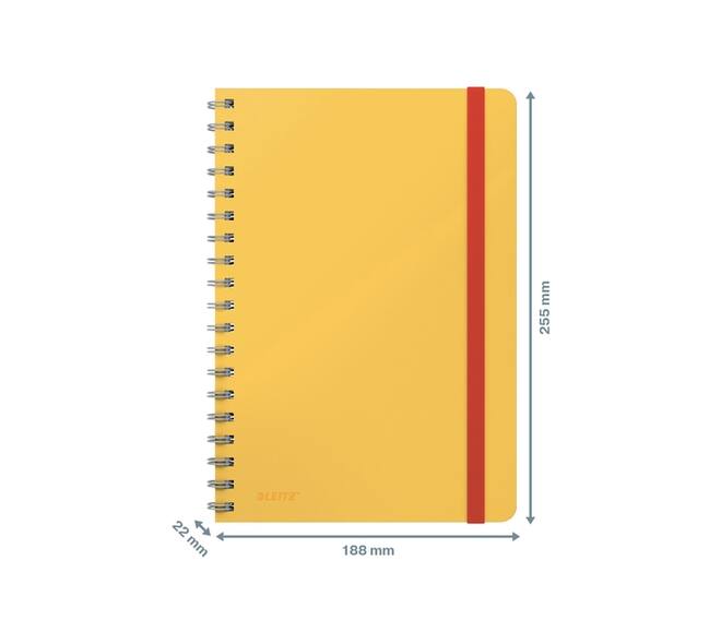 Notitieboek Leitz Cosy B5 160blz 100gr spiraal lijn geel