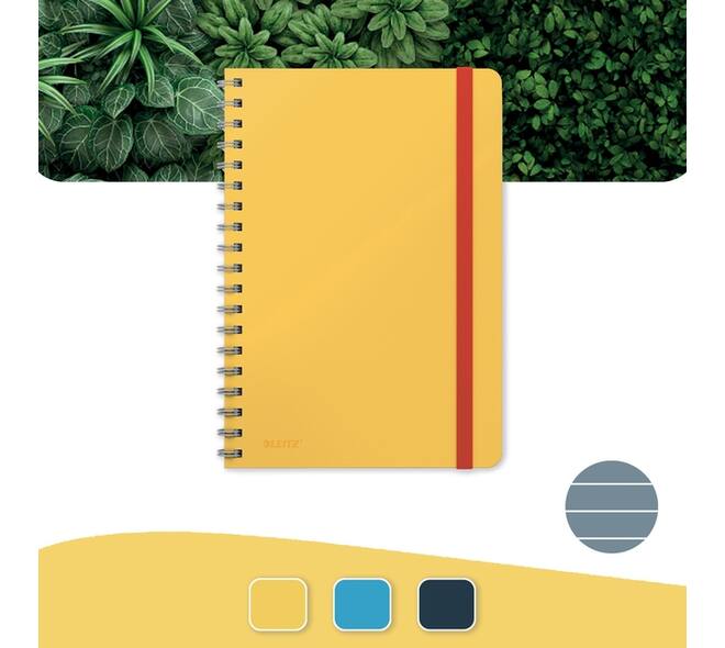 Notitieboek Leitz Cosy B5 160blz 100gr spiraal lijn geel