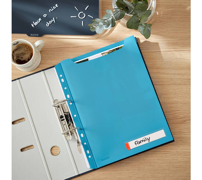 Insteekmap U-model Leitz Cosy harmonica A4 met perforatiestrip PP blauw