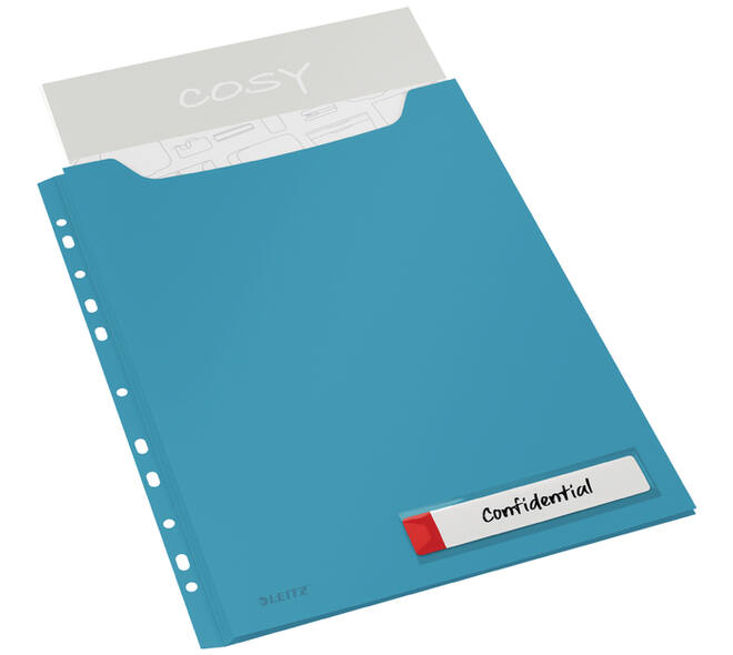 Insteekmap U-model Leitz Cosy harmonica A4 met perforatiestrip PP blauw