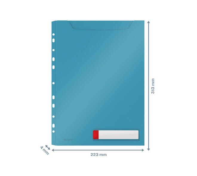 Insteekmap U-model Leitz Cosy harmonica A4 met perforatiestrip PP blauw