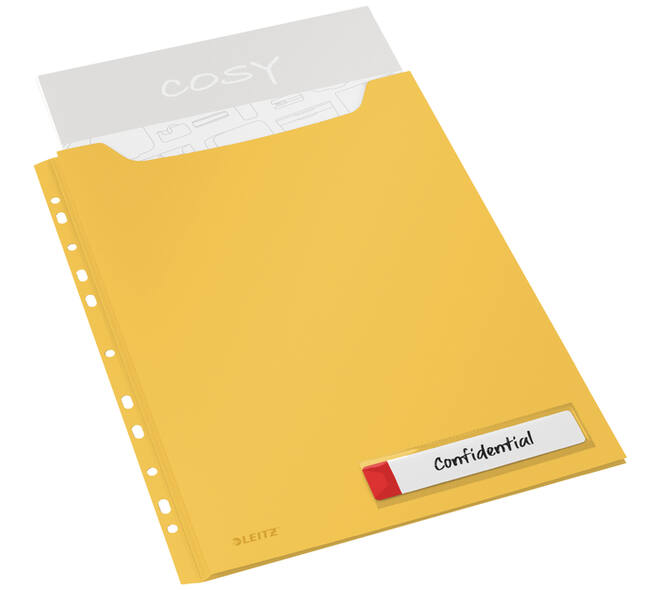 Insteekmap U-model Leitz Cosy harmonica A4 met perforatiestrip PP geel