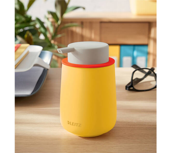 Handzeepdispenser Leitz Cosy voor handzeep 300ml geel