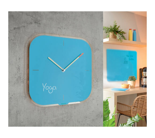 Wandklok Leitz Cosy blauw glas