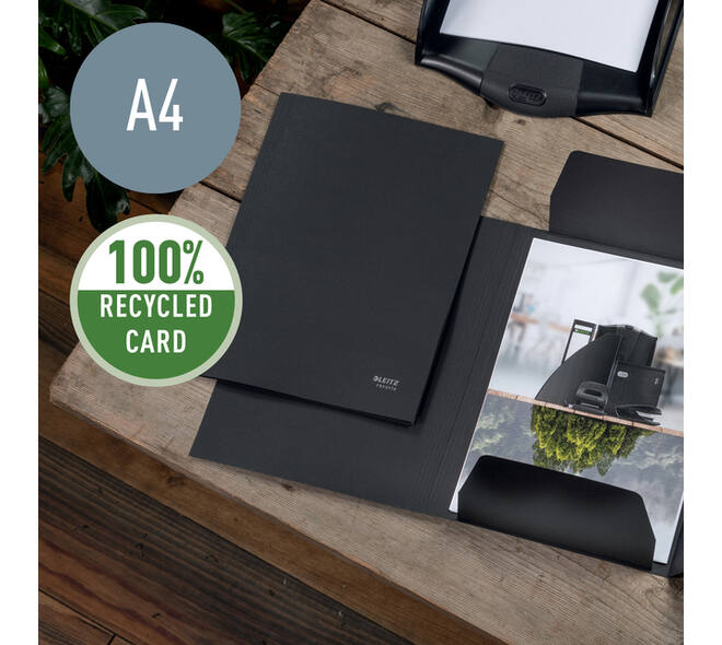Dossiermap Leitz Recycle A4 3-kleps karton zwart