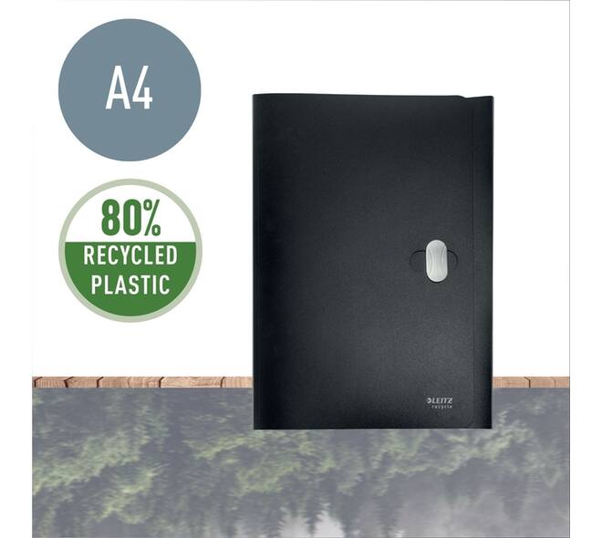 Dossiermap Leitz Recycle A4 3-kleps PP zwart