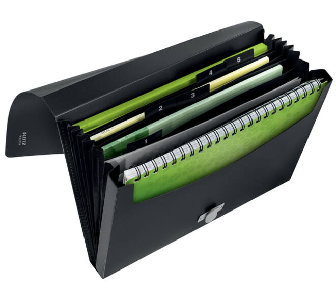 Projectmap Leitz Recycle A4 5-vaks PP zwart