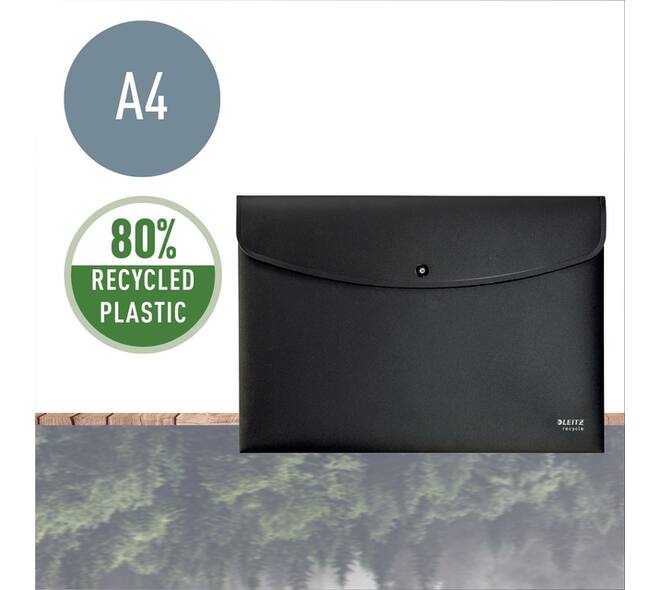 Enveloptas Leitz Recycle A4 met drukknopen PP zwart