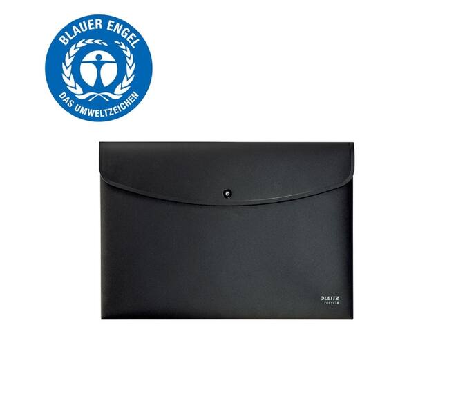 Enveloptas Leitz Recycle A4 met drukknopen PP zwart