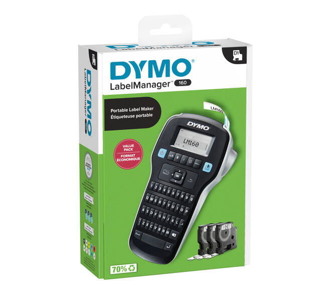 Labelprinter Dymo LabelManager 160 draagbaar qwerty 12mm zwart valuepack