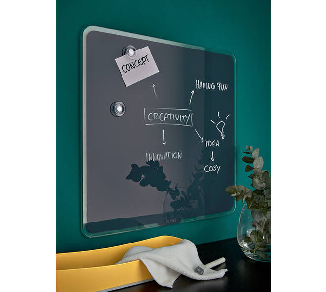 Glasbord Leitz Cosy magnetisch 450x450mm grijs