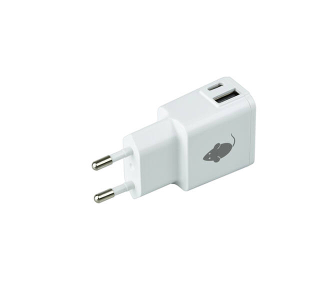 Oplader Green Mouse USB-C 1x en USB-A 1x 2.4A wit
