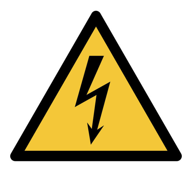 Pictogram bordje Djois Waarschuwing: elektrische spanning 200x176mm geel