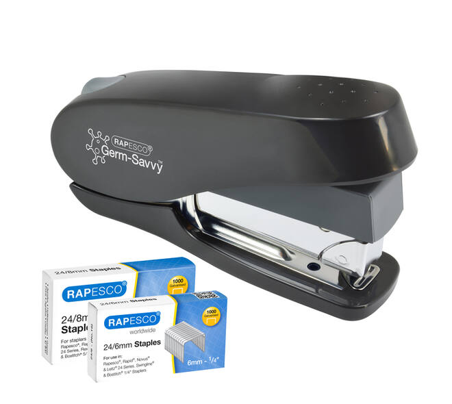 Nietmachine Rapesco Germ-Savvy Less Effort Eco Luna antibacterieel zwart