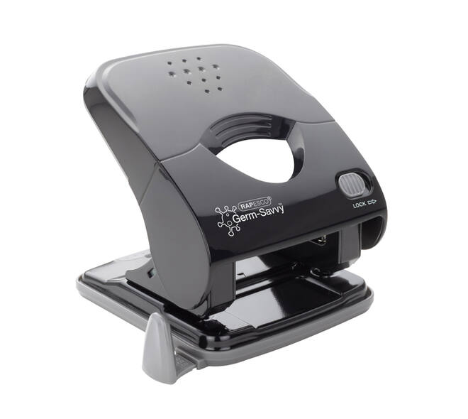 Perforator Rapesco Germ-Savvy Less Effort Eco X5-40ps antibacterieel 2-gaats zwart