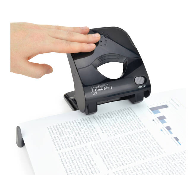 Perforator Rapesco Germ-Savvy Less Effort Eco X5-40ps antibacterieel 2-gaats zwart