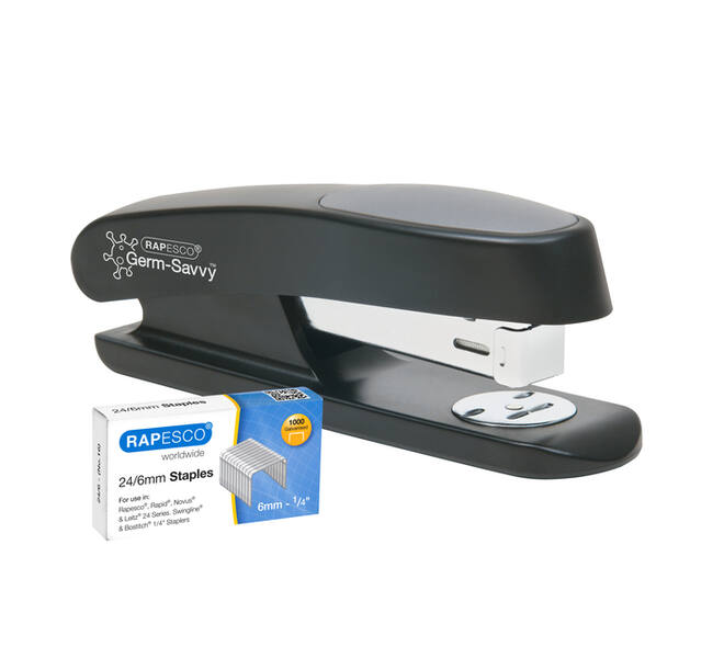 Nietmachine Rapesco Germ-Savvy Less Effort Eco Sting Ray antibacterieel zwart