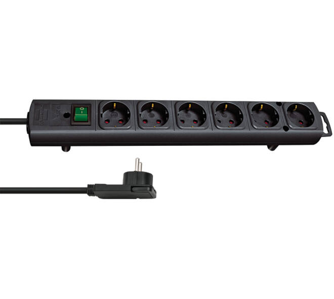 Stekkerdoos Brennenstuhl Comfort Plus 6vdig incl platte stekker 2m zw