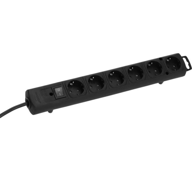 Stekkerdoos Brennenstuhl Comfort Plus 6vdig incl platte stekker 2m zw