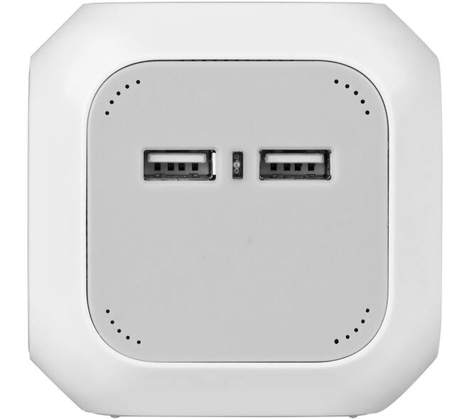 Stekkerblok Brennenstuhl 4 voudig inclusief 2 USB 140cm wit/grijs
