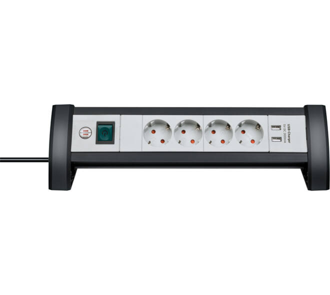 Stekkerdoos Brennenstuhl bureau Premium 4vdig incl 2 USB 1.8m wit/gs