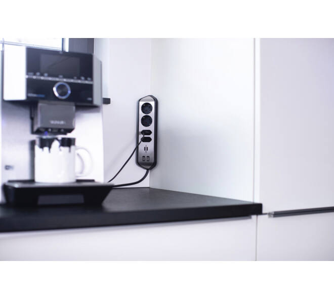 Stekkerdoos Brennenstuhl bureau Estilo 4vdig incl 2 USB 2m zwart/zi