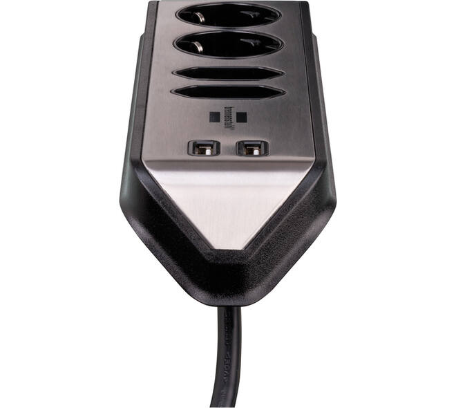 Stekkerdoos Brennenstuhl bureau Estilo 4vdig incl 2 USB 2m zwart/zi