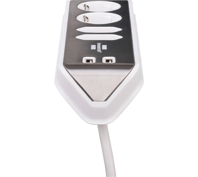 Stekkerdoos Brennenstuhl bureau Estilo 4vdig incl 2 USB 2m wit/zilver
