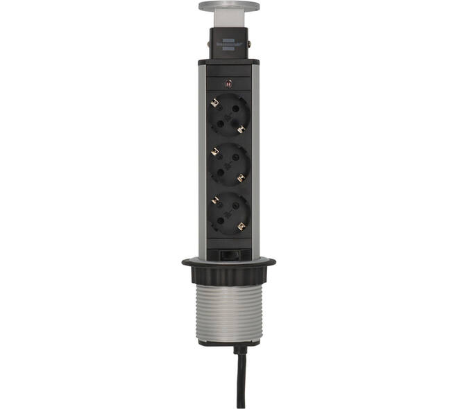 Stekkerdoos Brennenstuhl toren 3 voudig 2 meter zwart/zilver