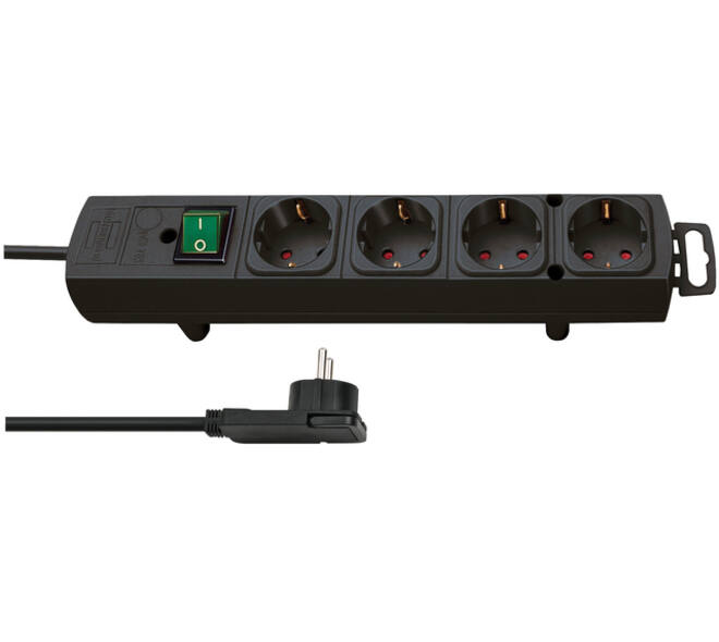 Stekkerdoos Brennenstuhl Comfort Plus 4vdg incl platte stekker 2m zw
