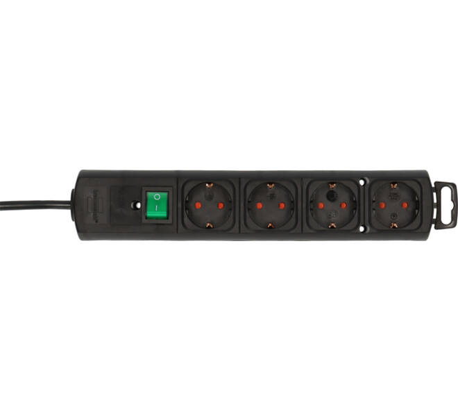 Stekkerdoos Brennenstuhl Comfort Plus 4vdg incl platte stekker 2m zw