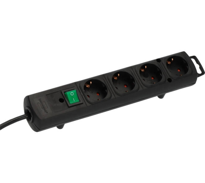 Stekkerdoos Brennenstuhl Comfort Plus 4vdg incl platte stekker 2m zw