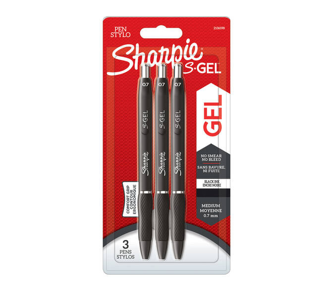 Gelschrijver Sharpie S-gel medium zwart blister à 3 stuks