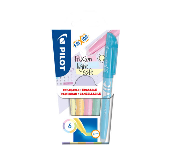 Markeerstift PILOT friXion light soft pastel assorti set à 6 stuks