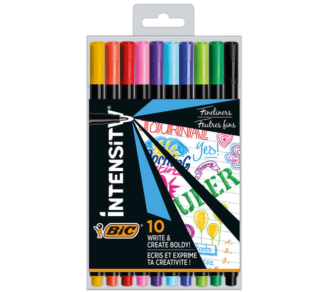 Fineliner Bic Intensity fijn assorti pak à 10 stuks