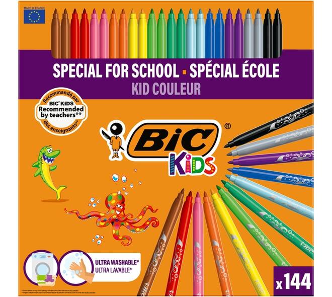 Kleurstiften BicKids couleur medium assorti schoolbox à 144 stuks