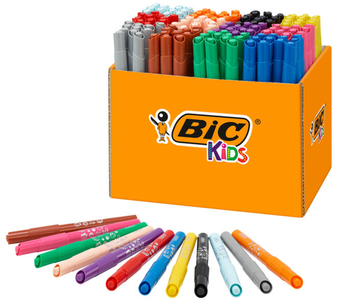 Kleurstiften BicKids visacolor ecolutions XL ass schoolbox à 144 stuks