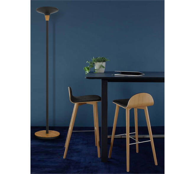 Vloerlamp Unilux Baly led bamboe zwart