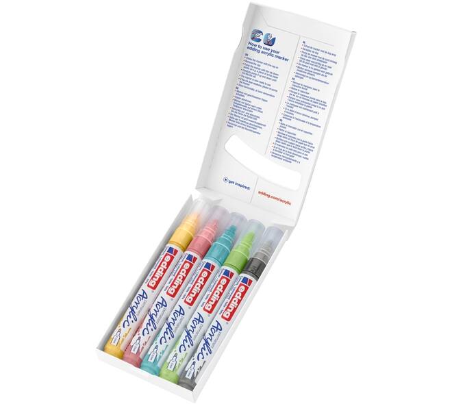 Acrylmarker edding e-5100 medium pastel assorti set à 5 stuks
