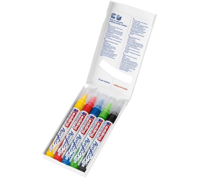 Acrylmarker edding e-5100 medium basis assorti set à 5 stuks
